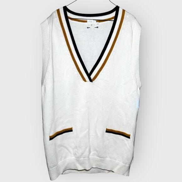 Anthropologie The Upside Phoenix M White Sweater Vest Black Gold V-Neck Tennis - Picture 10 of 10